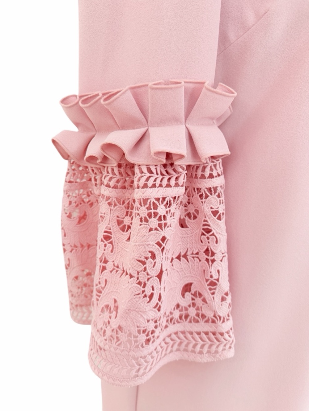 Ted Baker Soft Pink Lace-Yoke Bell-Sleeve Shift Dress Sz 6 (TB 2) - Picture 7 of 17